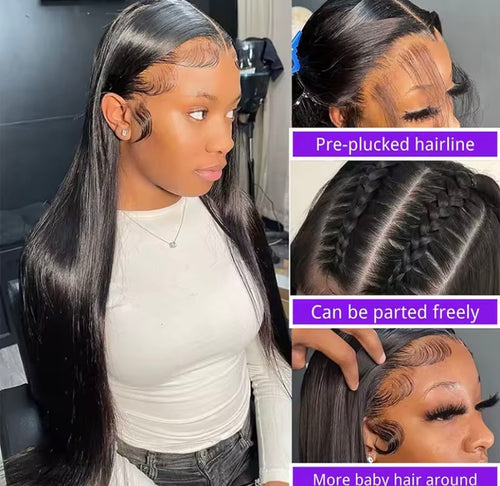 100% Malaysia Human Hair 13x6 Bone Straight Lace Front Human Hair Wigs 30 Inch 13x4 Lace Frontal Wig for Women Pre Plucked